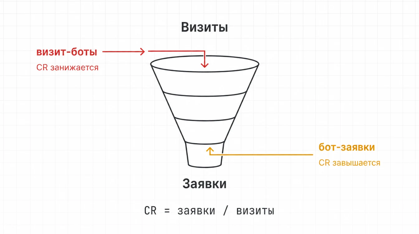 Как считать конверсию сайта: два направления искажения ботами