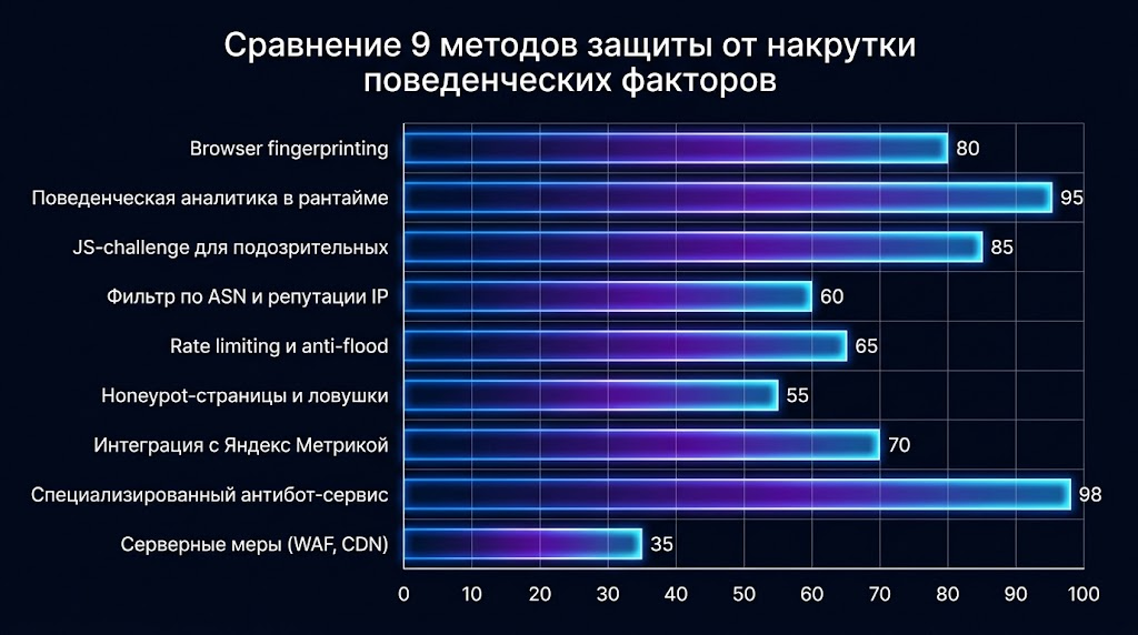 Сравнение 9 методов защиты от накрутки поведенческих факторов