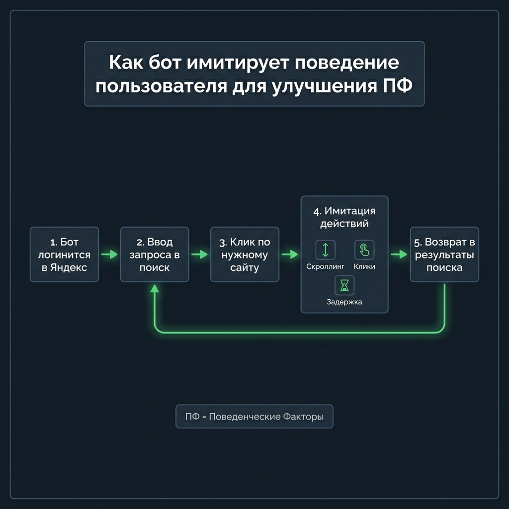 Как бот имитирует поведение пользователя для накрутки ПФ
