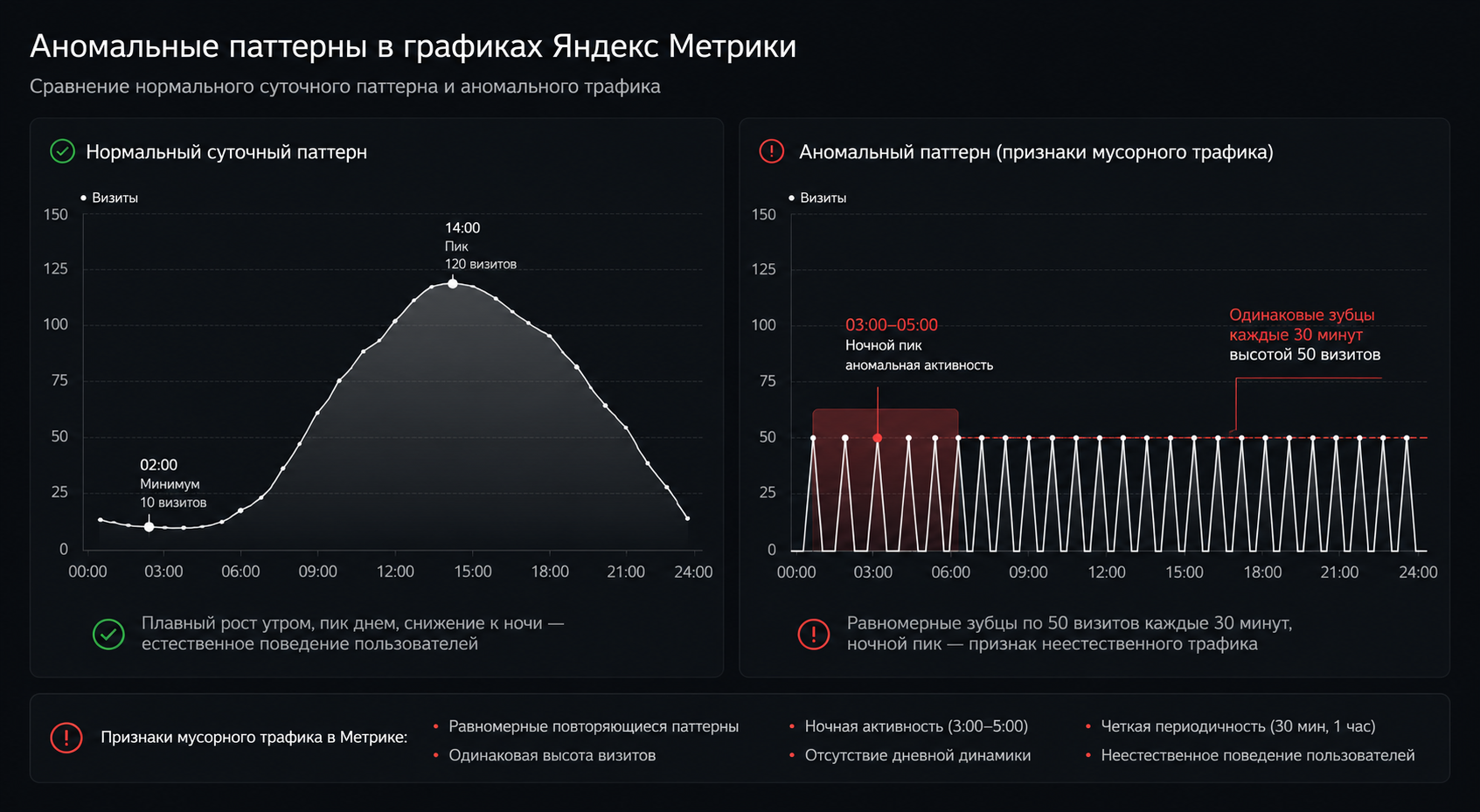 Аномальные паттерны в графиках Яндекс Метрики